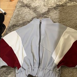 Gray and burgundy jacket